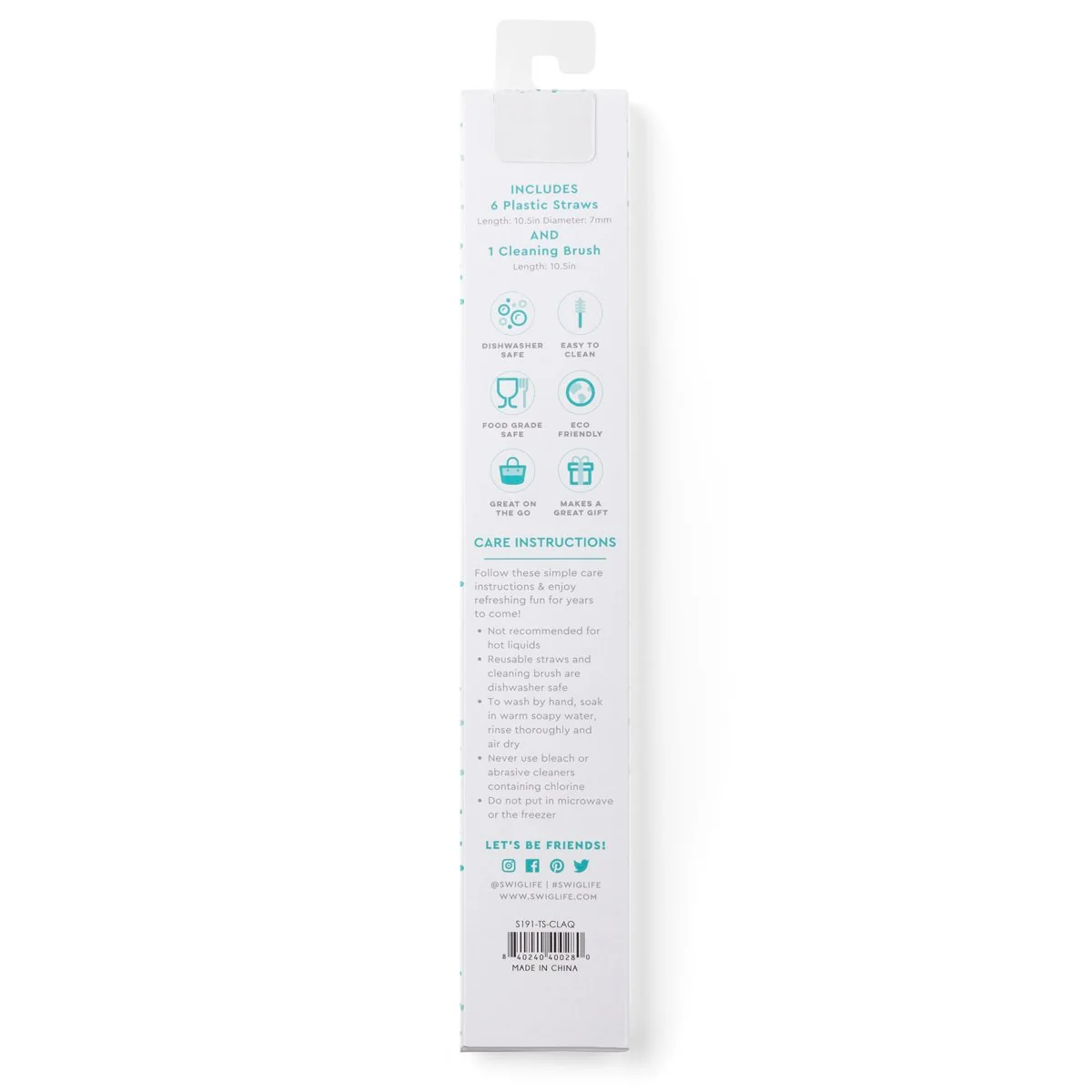 Clear + Aqua Reusable Straw Set - Image 3