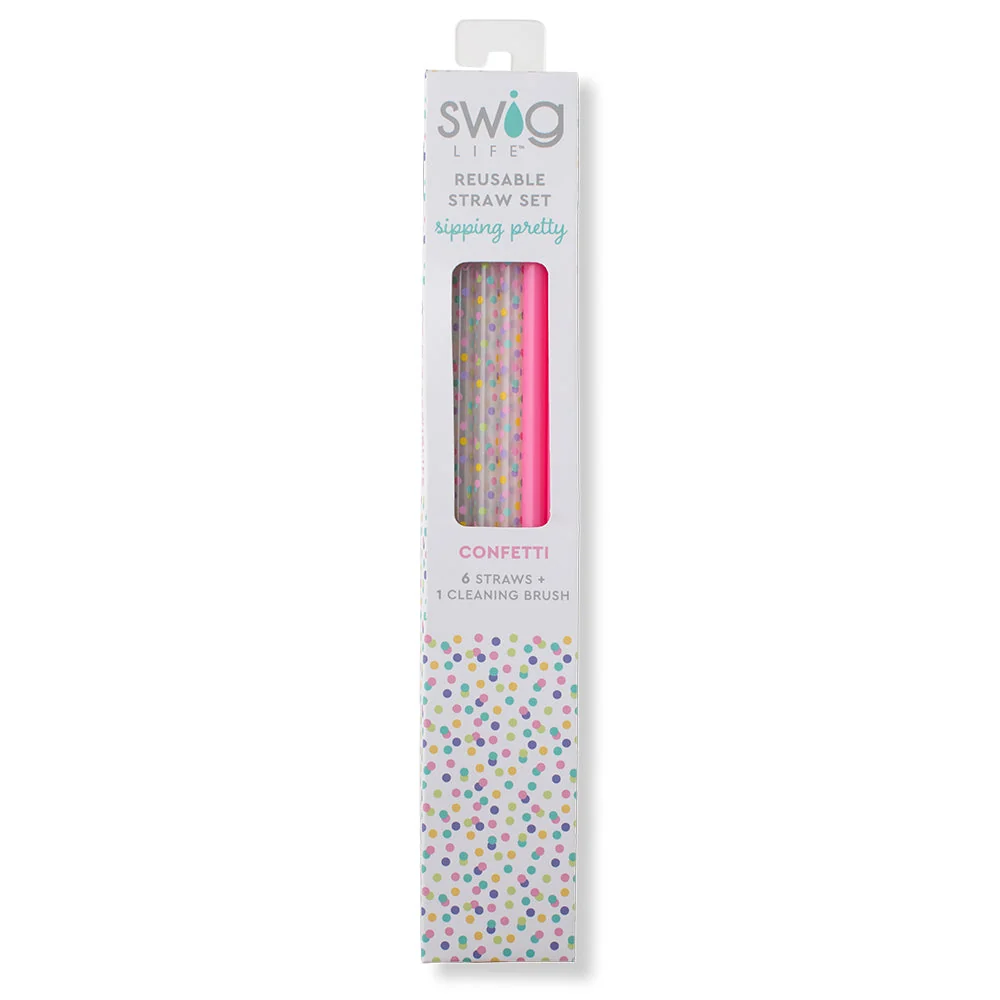 Confetti + Pink Reusable Straw Set - Image 3