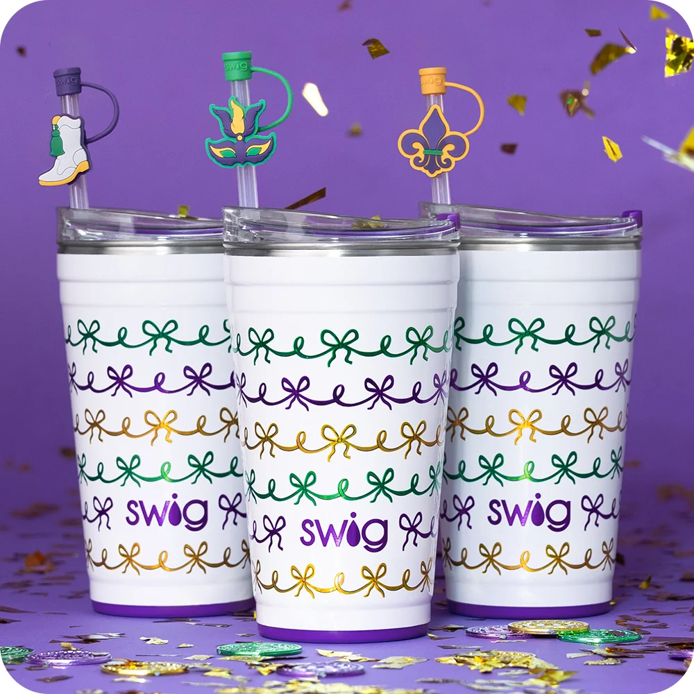 Mardi Gras Bows Party Cup 24oz - Image 3