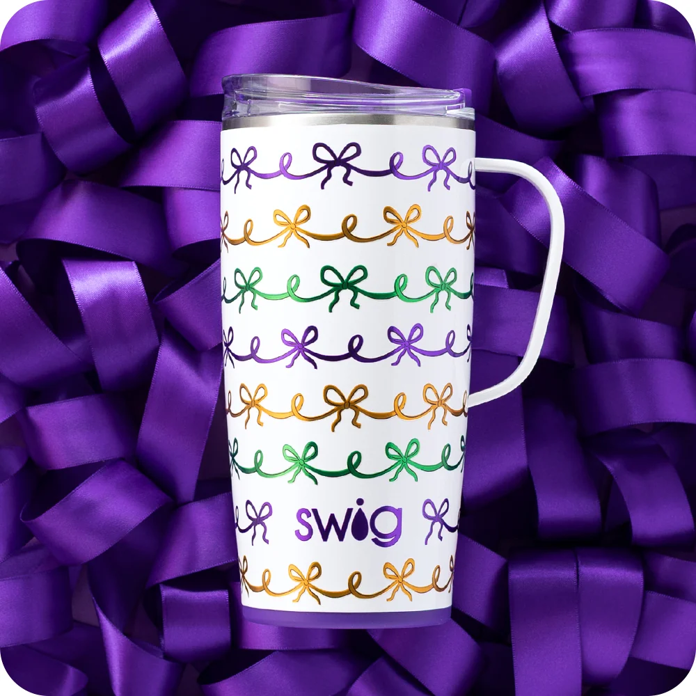 Mardi Gras Bows Travel Mug 22oz - Image 3