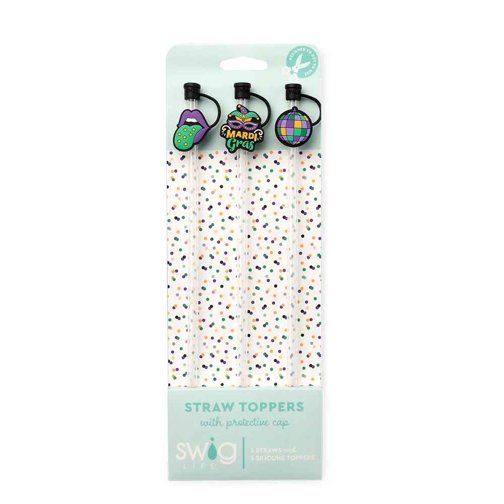 Mardi Gras Party Straw Topper Set - Image 2