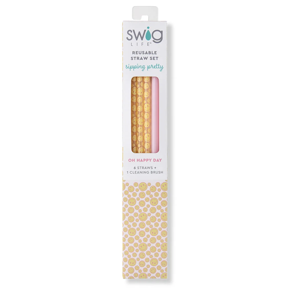 Oh Happy Day + Pink Reusable Straw Set - Image 3