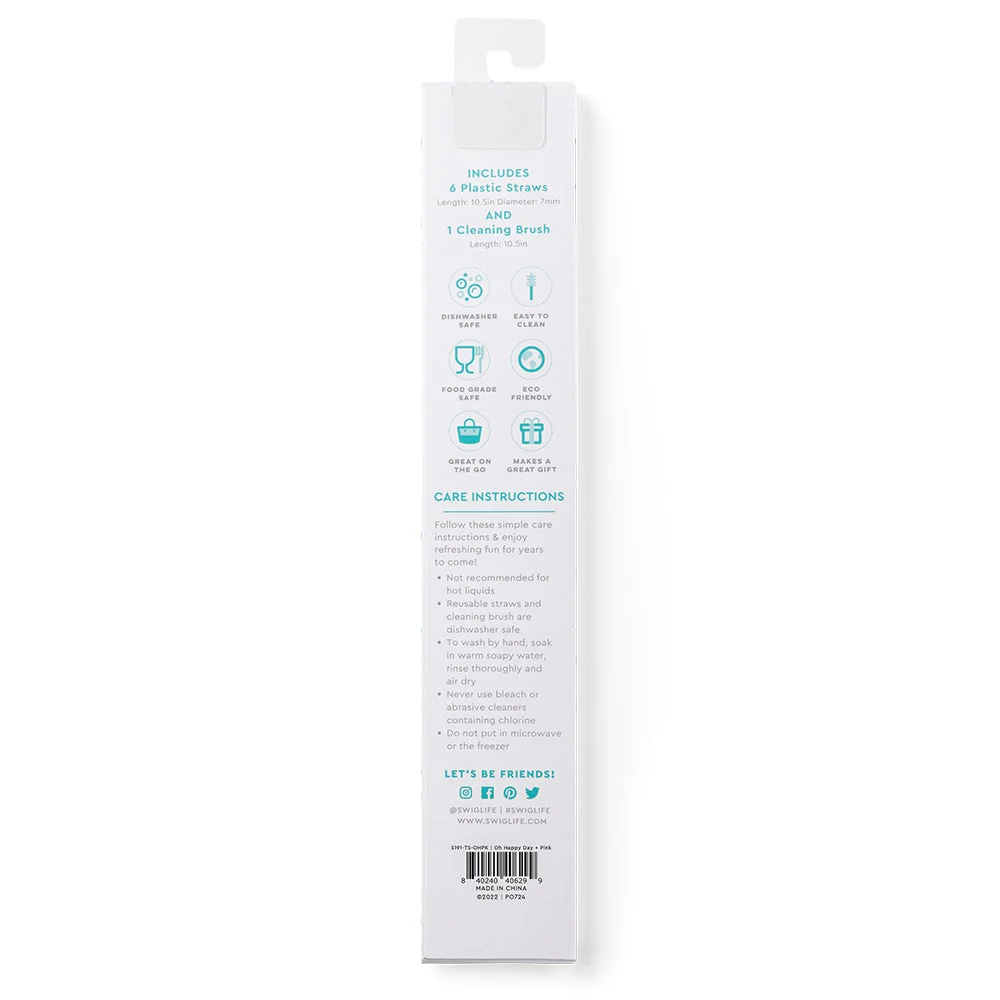 Oh Happy Day + Pink Reusable Straw Set - Image 4
