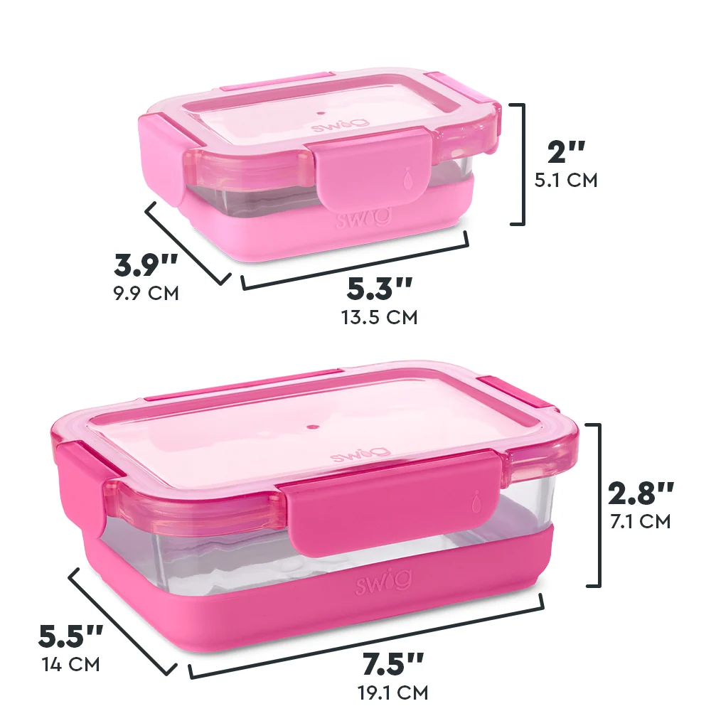 Pink 3pc Glass Food Storage Medium Set - Image 4