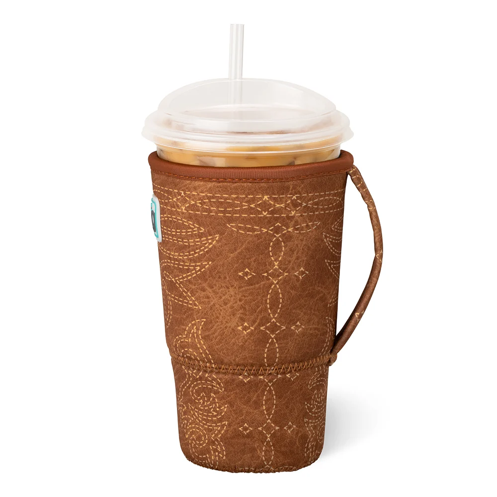 Saddle Stitch Cognac Large Iced Cup Coolie - Image 3