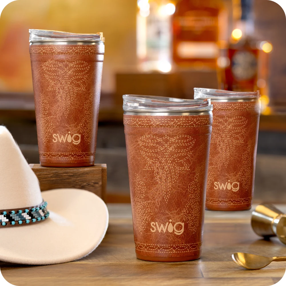 Saddle Stitch Cognac Party Cup 24oz - Image 3