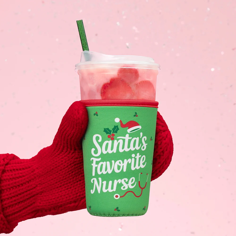 Santa's Favorite Nurse Medium Iced Cup Coolie - Image 3