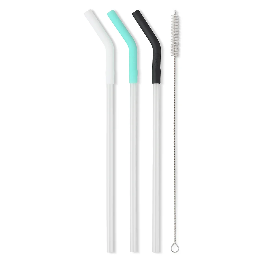 White/Aqua/Black Reusable Straw Set Mega Mugs - Image 3